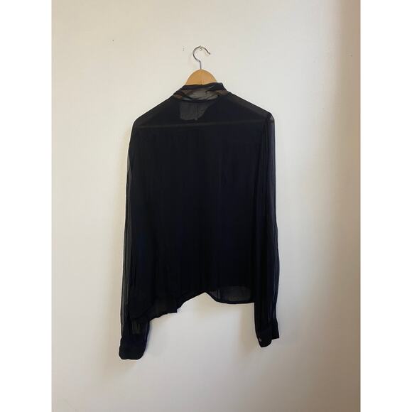 Free People Long Sleeve Button Down Blouse w Neck Tie - Picture 5 of 5